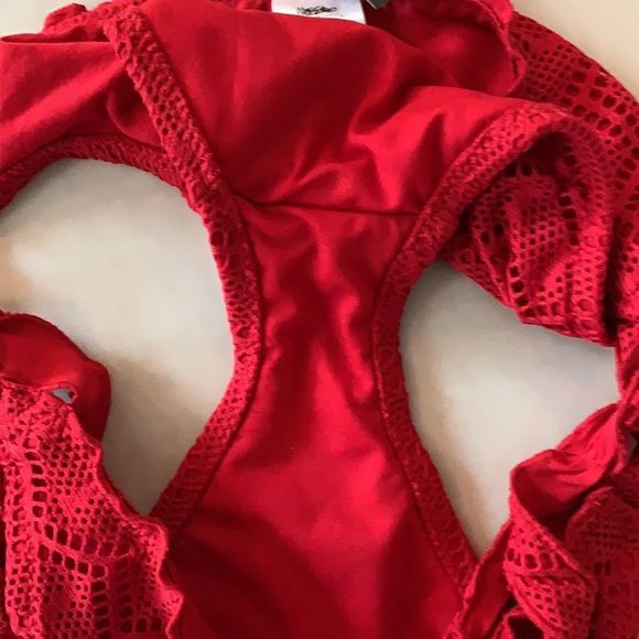 🌈5/$25 Mossimo red crochet tie up boho bikini bottoms - Picture 5 of 5